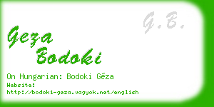 geza bodoki business card
